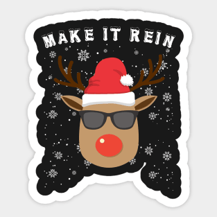 Make it rein - Christmas Reindeer Head With Sunglasses Sticker